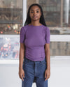 BASERANGE ruffled ribbed cotton T-shirt, Portugal BAS-TTOM3-CR-AU25-VENET PURPLE (TTO3-RB-000)
